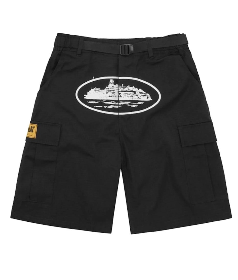 Corteiz Alcatraz Cargo Shorts Black - S/M