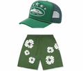 Green Corteiz Cap And Green Denim Tears Shorts