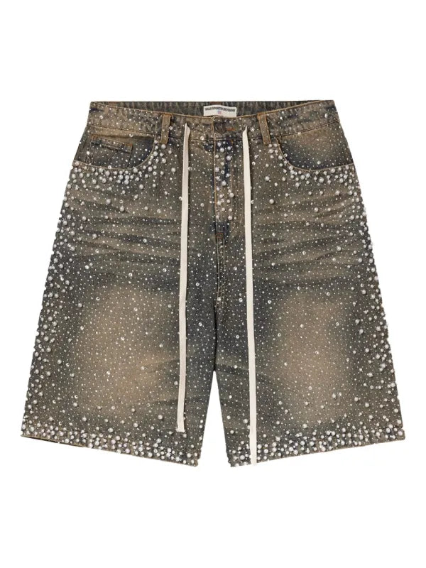 Vale Forever Valler Dreams Rainstorm embellished shorts Mid Wash✔️