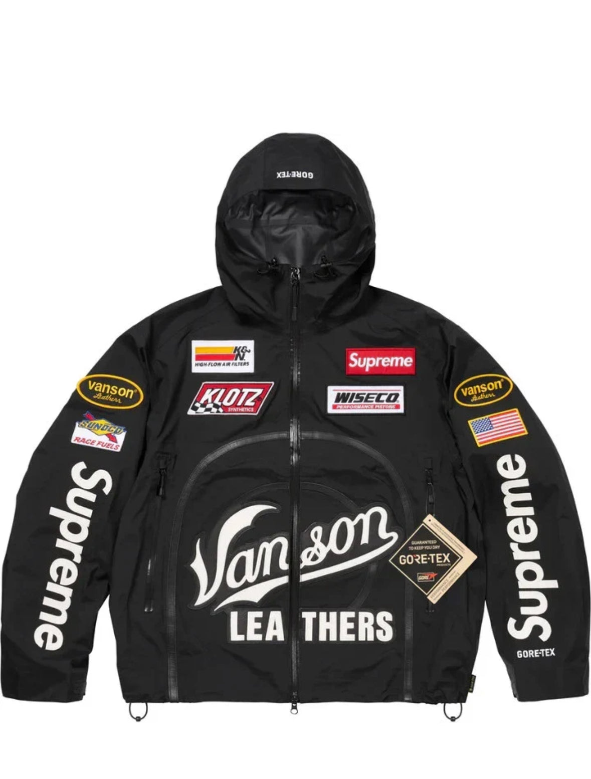 SUPREME VANSON LEATHERS GORE-TEX SHELL JACKET BLACK