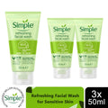 Simple Kind to Skin Soap Free Refreshing Facial Gel Wash 50ml, 3 Pack - New 🏴