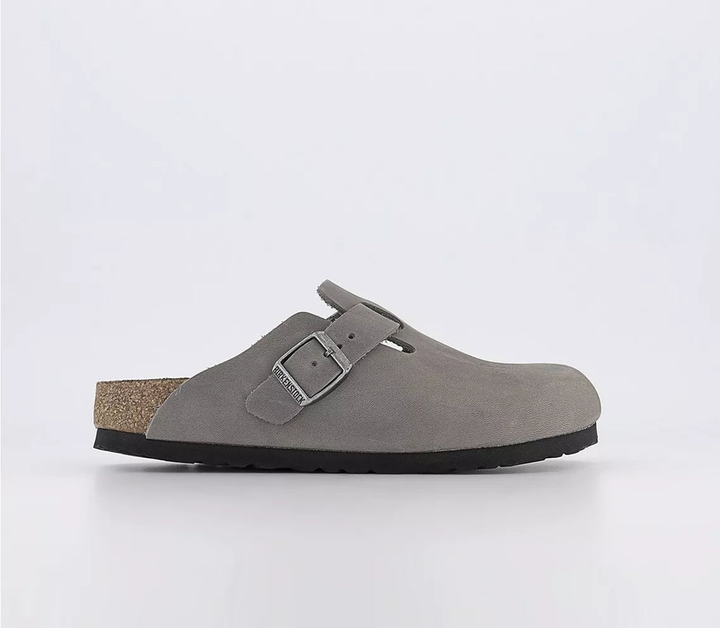 Birkenstock Taupe Suede Leather Boston Soft Footbed - New 🏴