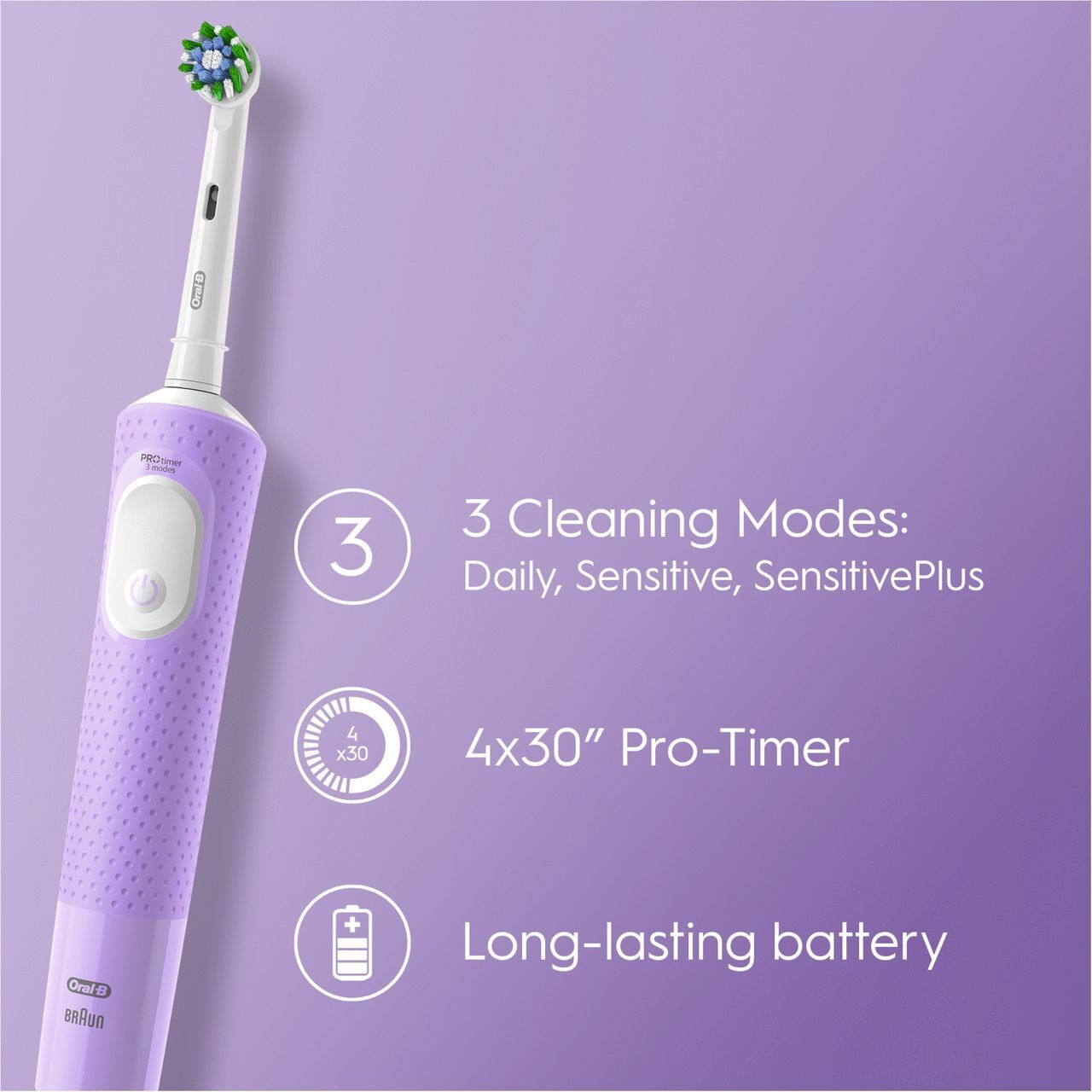 Oral-B Vitality PRO Electric Toothbrush With Timer Lilac - New 🏴