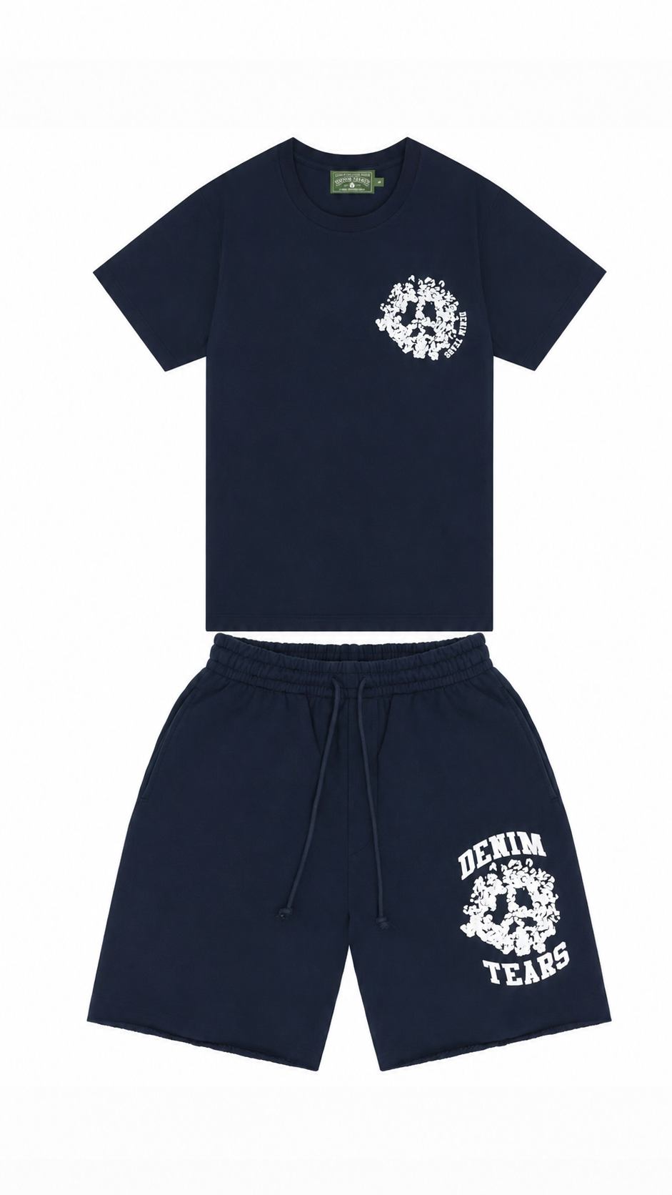 Denim Tears T Shirt And Shorts Set Navy Blue White✔️