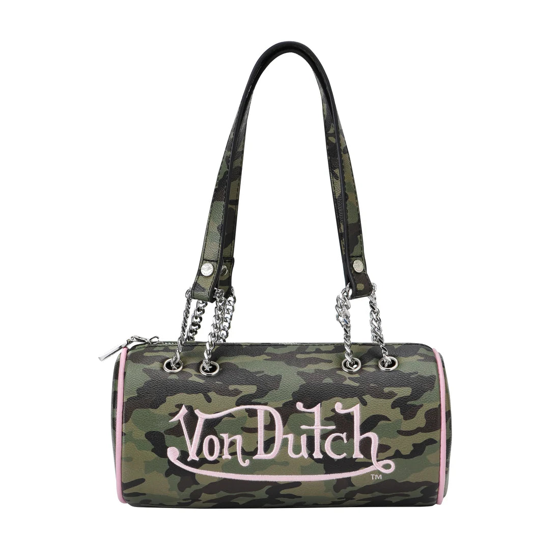 Von Dutch Pink Camo Barrel Bag