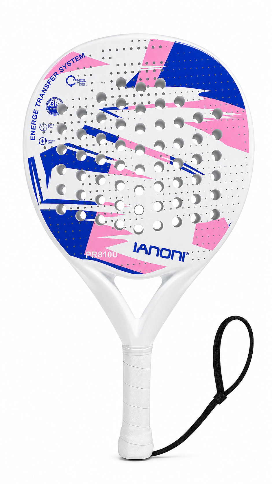 Ianoni Padel Racket Carbon Fiber EVA Foam Core Paddle Tennis Racquet White 360g