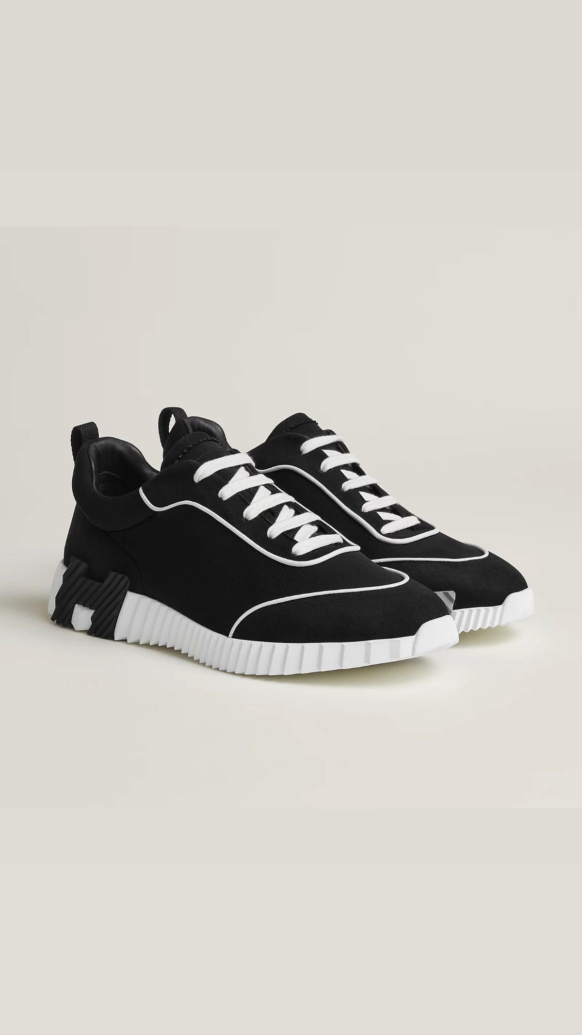 Hermes Bouncing Sneakers Black White Pipe