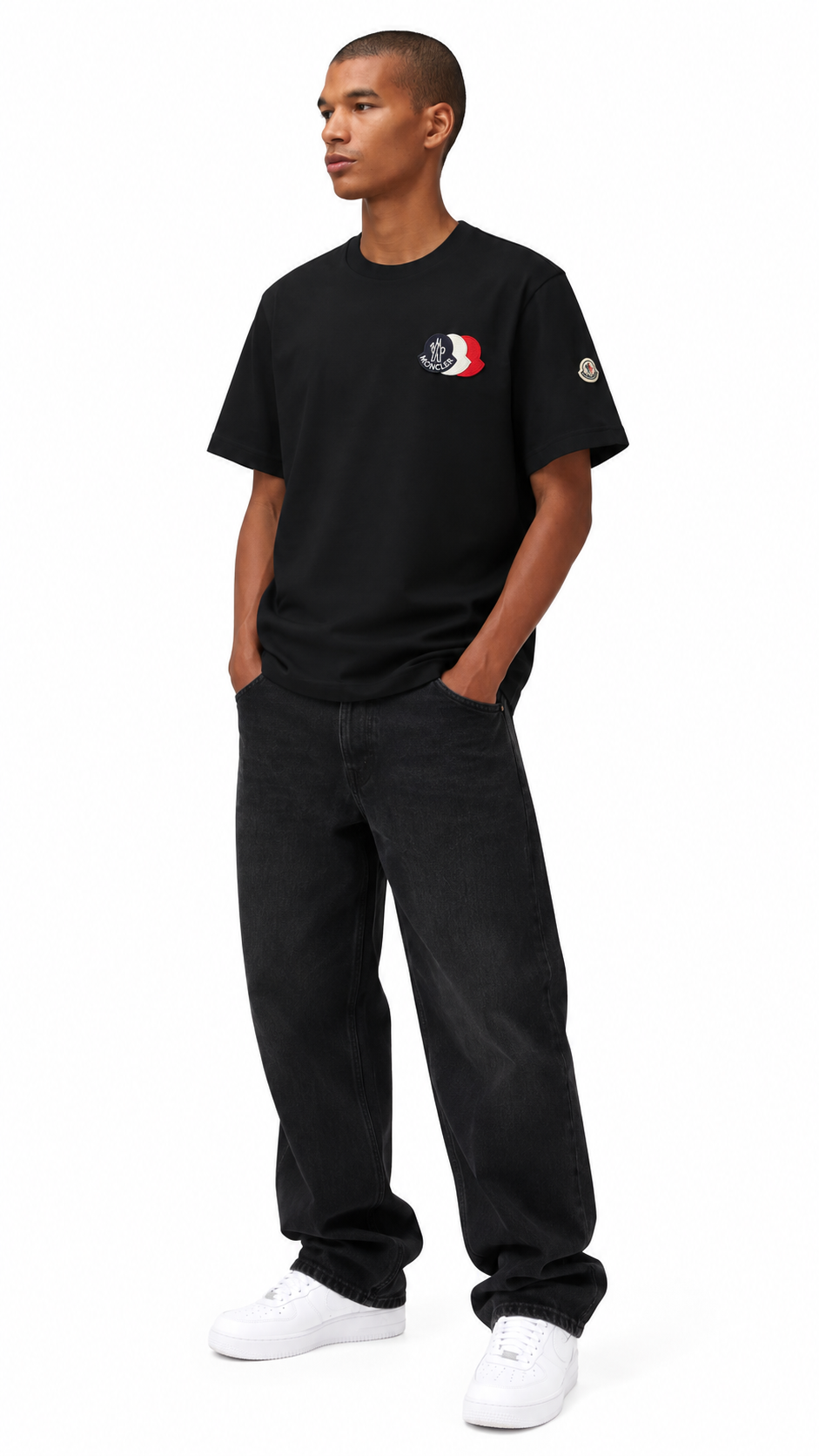 Moncler Embroidered Tricolour Logo Cotton T-Shirt - Medium