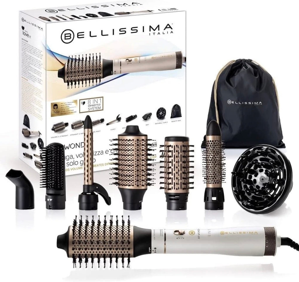 Bellissima 11863 Hot Air Styler 8 In 1 Hot Air Brush Dryer Air Wonder White&Gold🏴