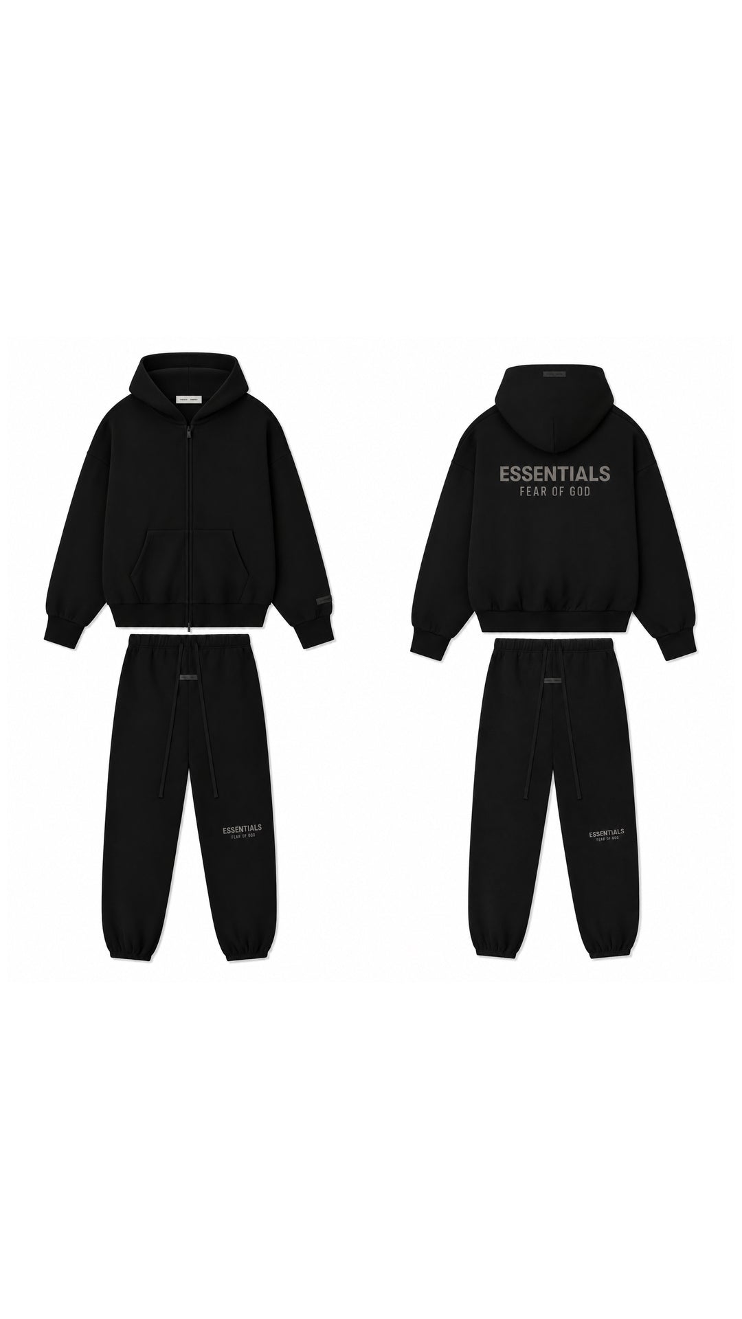 Fear Of God Essentials ‘Jet Black’ Metalic Zip-Up Tracksuit (FW25)