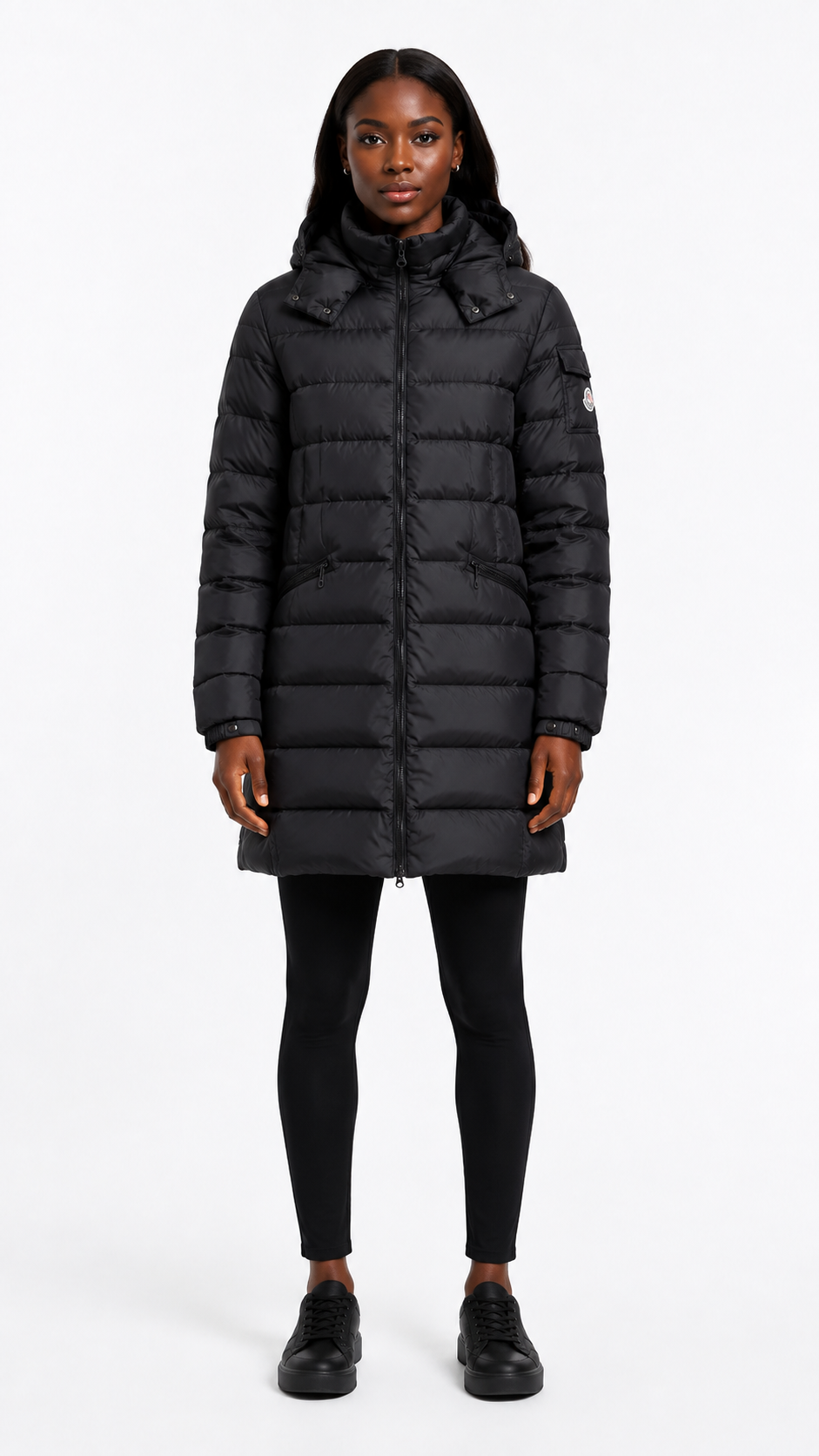 Moncler Charpal Black Long Puffer - women’s- Authenticity Guaranteed