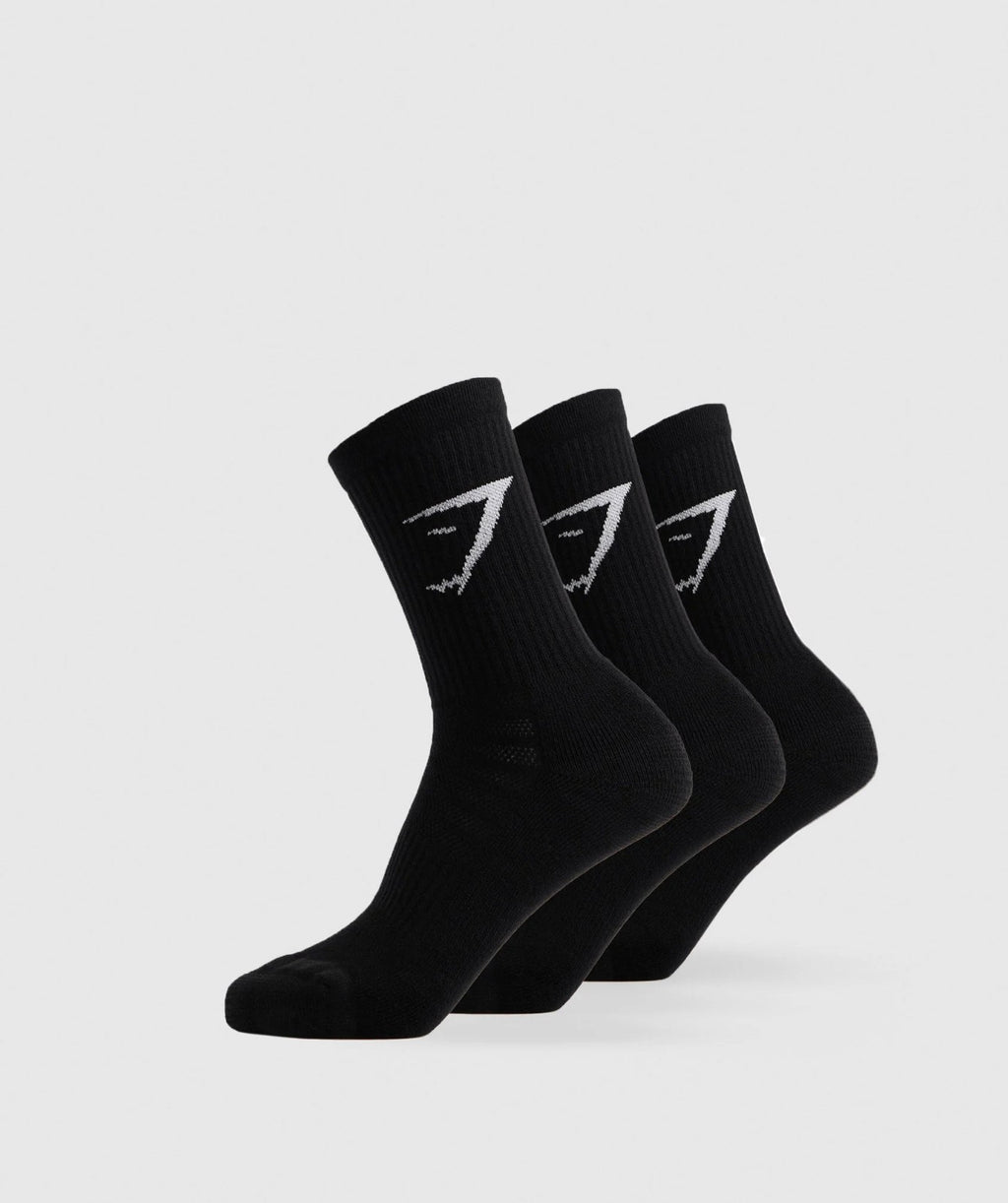3 Pairs Gymshark Socks Cotton Crew Sports - New 🏴