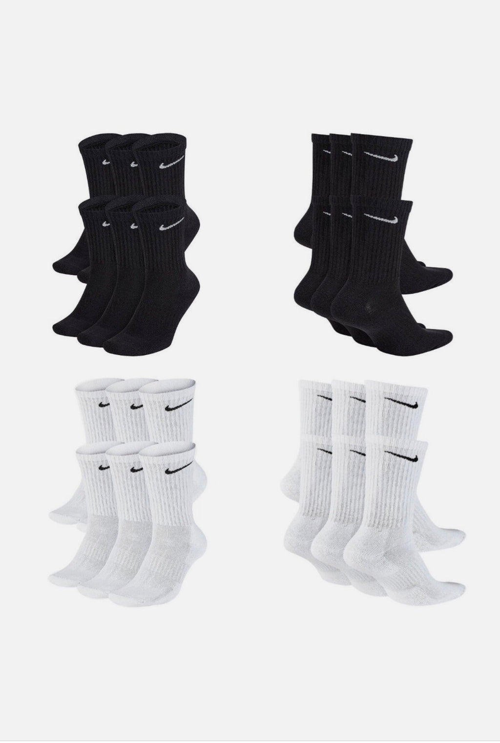 NEW Nike Dri-Fit 6-Pair Crew Socks - Cushioned for Gym & Sport-  Free Postage🏴
