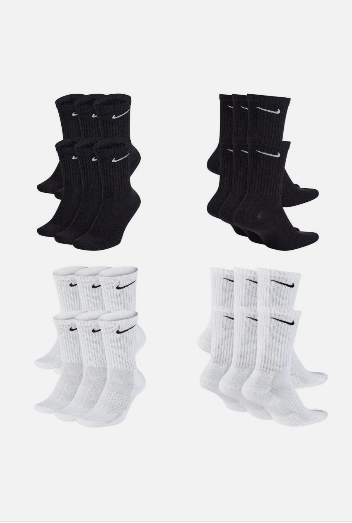 NEW Nike Dri-Fit 6-Pair Crew Socks - Cushioned for Gym & Sport-  Free Postage🏴