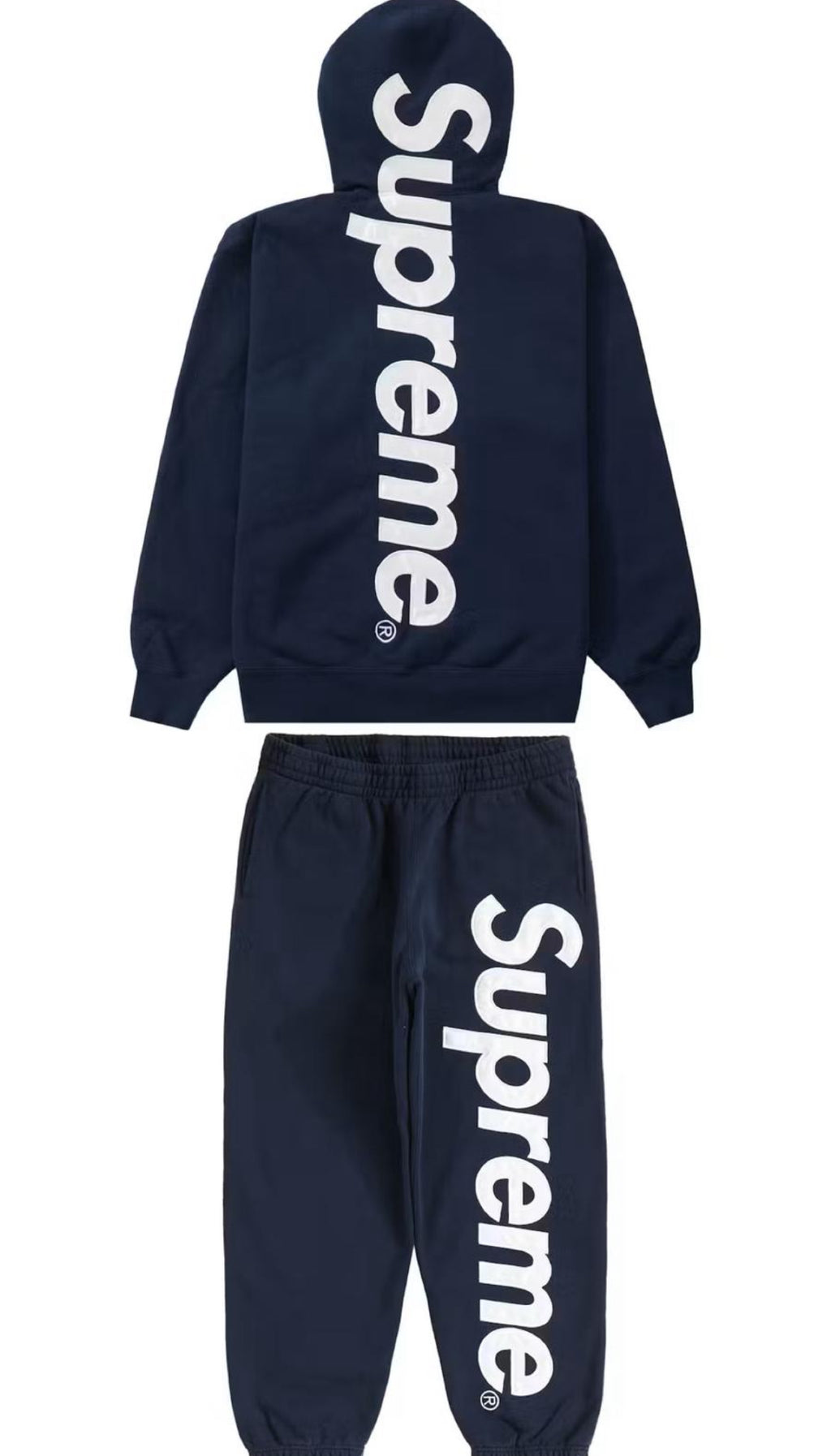 SUPREME SATIN APPLIQUE HOODED SWEATSHIRT & SWEATPANT SET