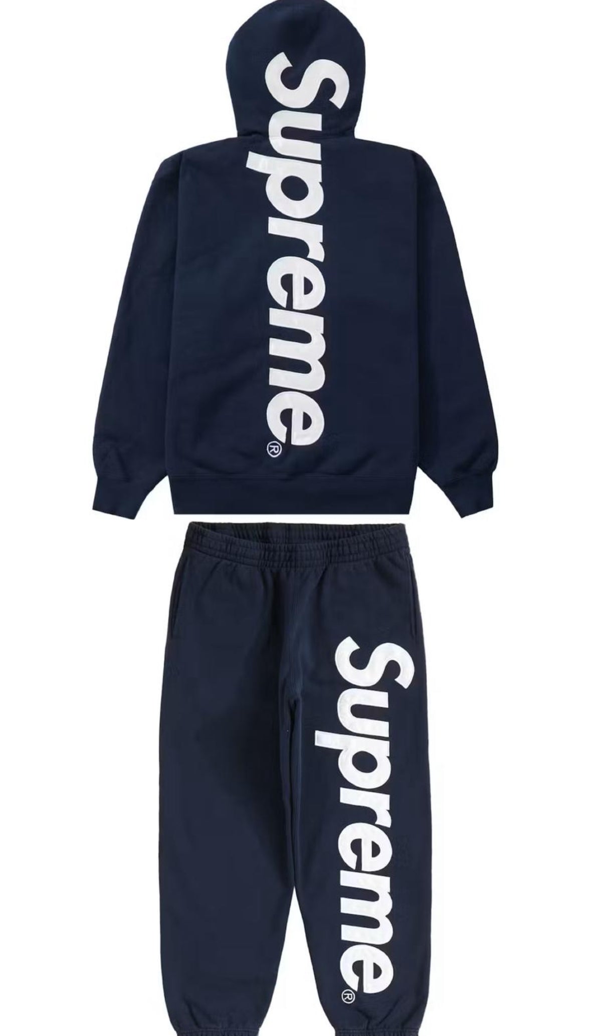 SUPREME SATIN APPLIQUE HOODED SWEATSHIRT & SWEATPANT SET