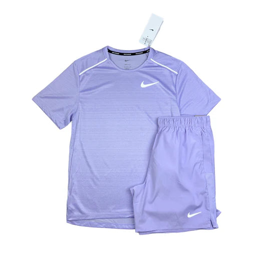 Purple Nike Miler Dri fit Shirt and Shorts set - New