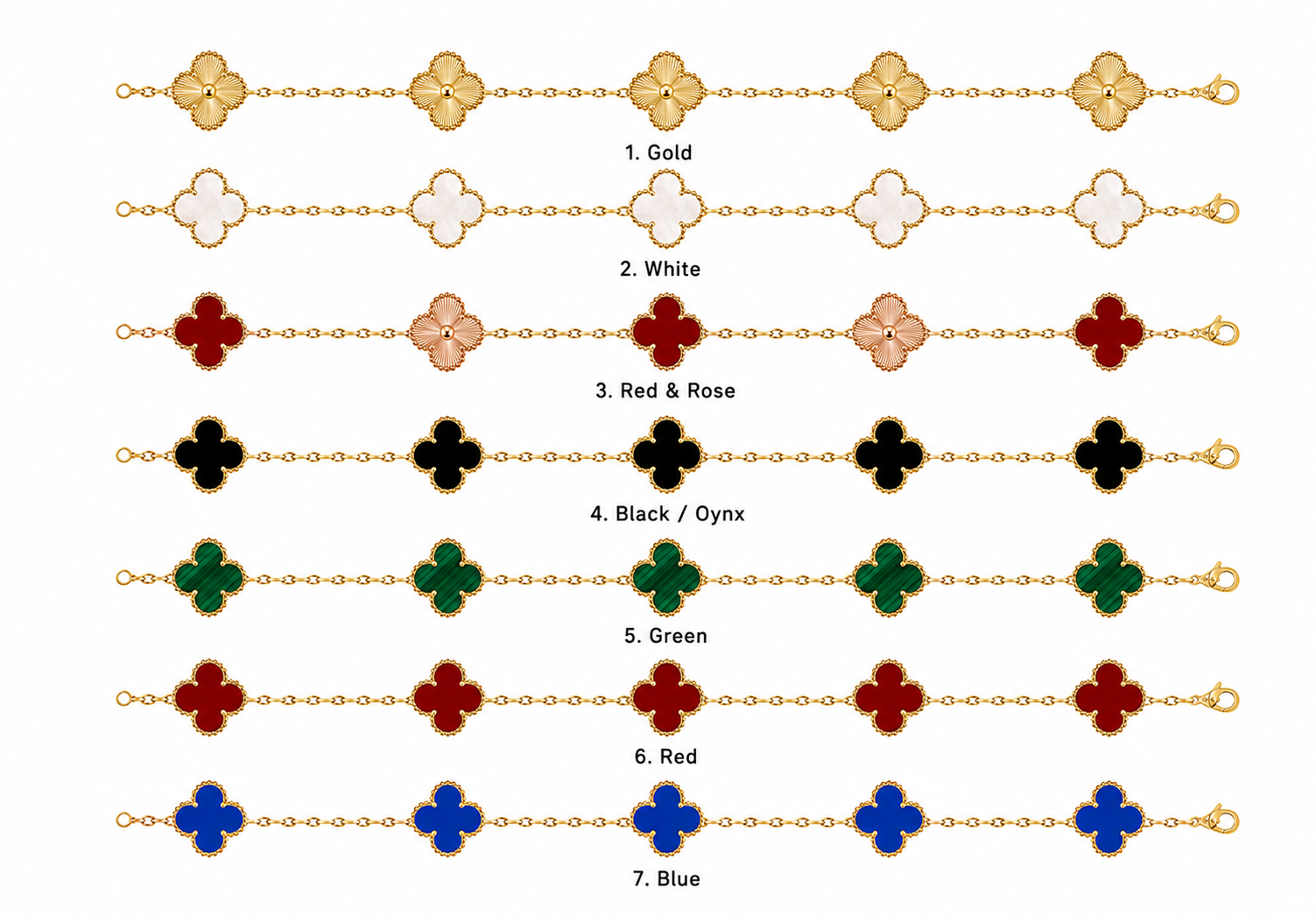Van Cleef & Arpels Vintage Alhambra 5 Motif Yellow Gold Bracelet All Colours