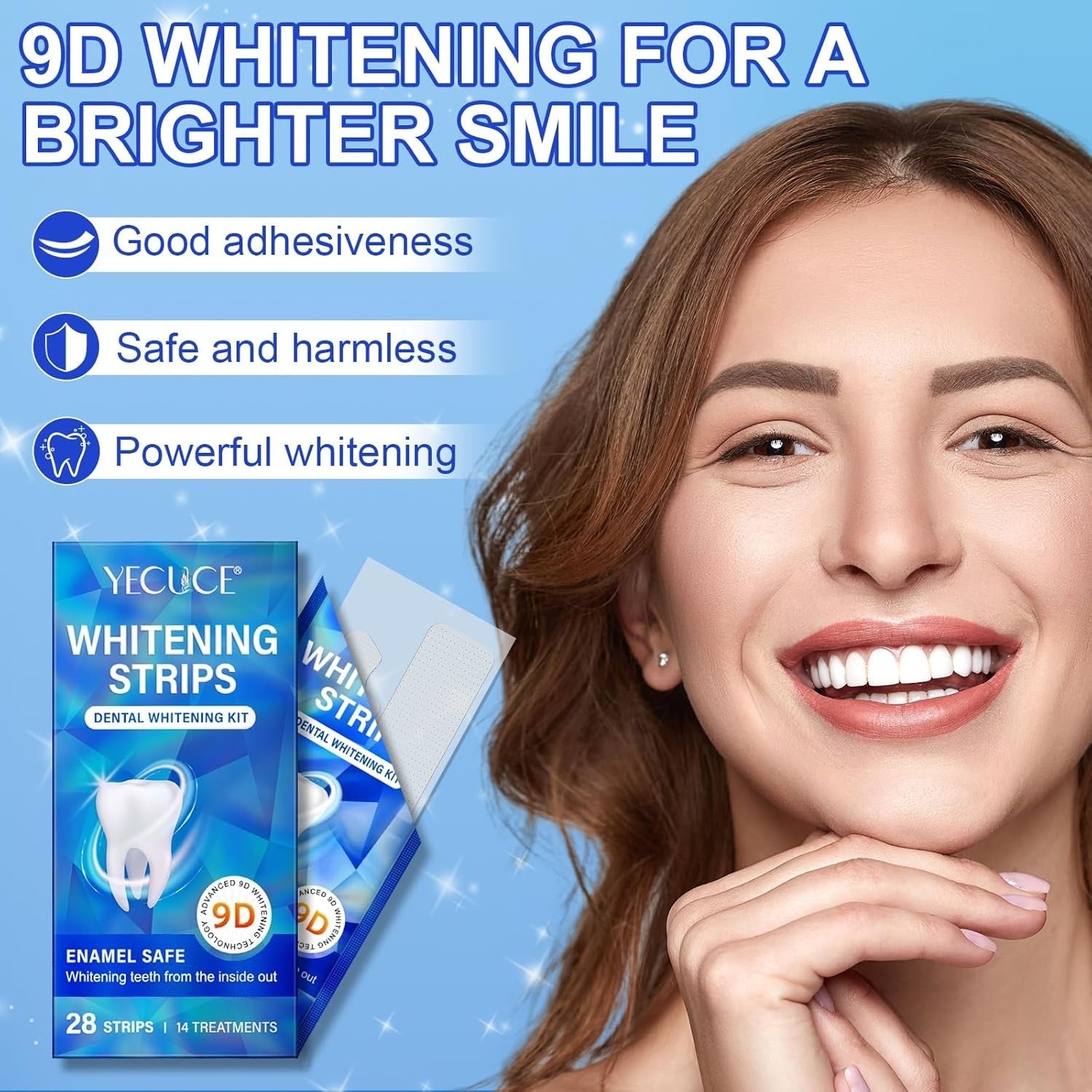 yecuce whitening strips dental whitening kit enamel safe 28 strips  - New 🏴