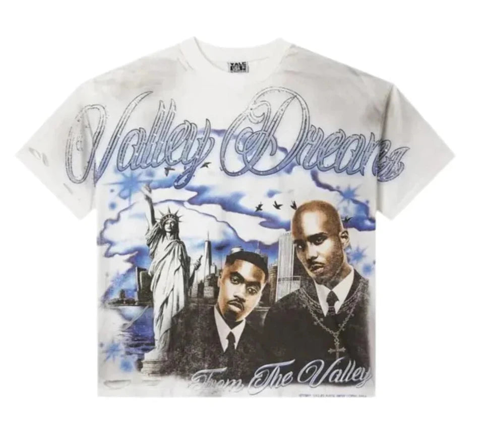 Valley Dreams Lives Valley Forever White Godfather” Bling Tee