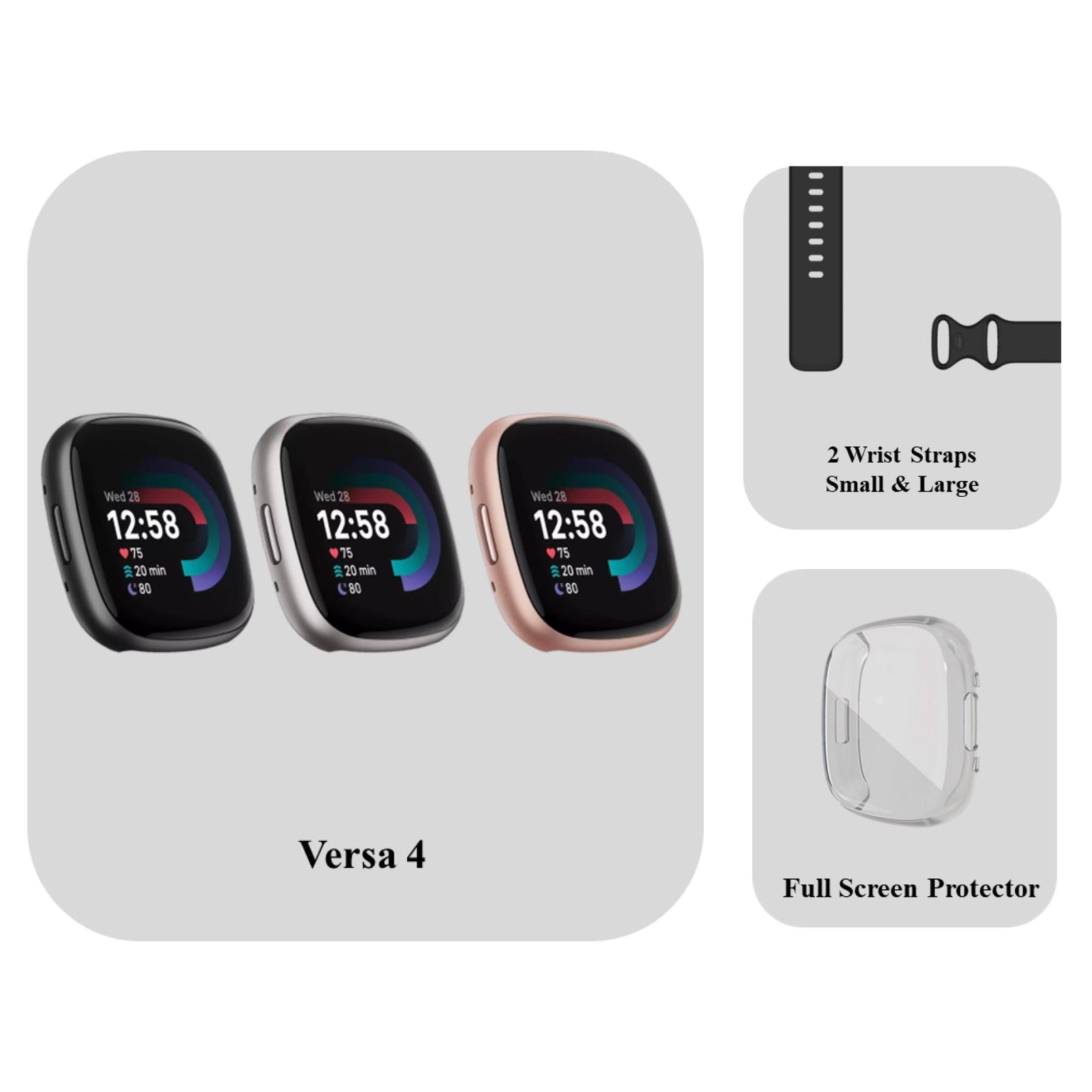 Fitbit Versa 4 Bundle - x2 Wrist Straps, Full Screen Protector - Like new 🏴☑️