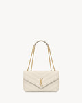 YSL LOULOU SMALL BAG IN MATELASSÉ LAMBSKIN WHITE GOLD