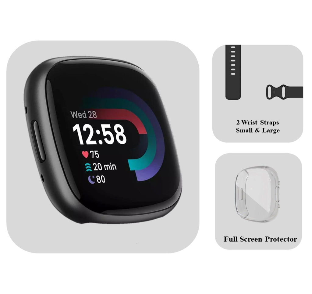 Fitbit Versa 4 Bundle - x2 Wrist Straps, Full Screen Protector - Like new 🏴☑️