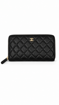 CHANEL A50097 L-Gusset Zip Wallet Black Quilted Leather - Authenticity Guaranteed