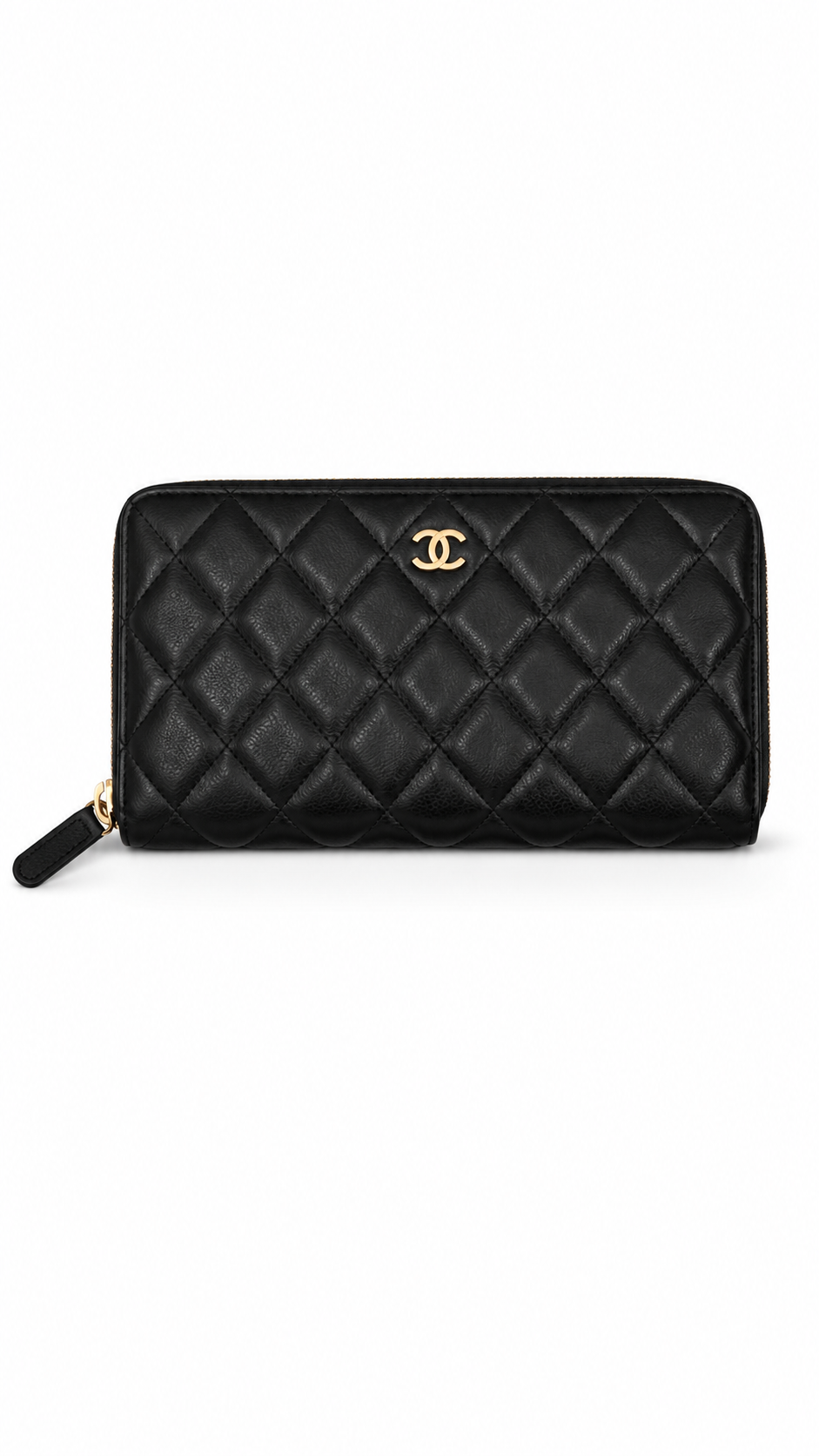 CHANEL A50097 L-Gusset Zip Wallet Black Quilted Leather - Authenticity Guaranteed
