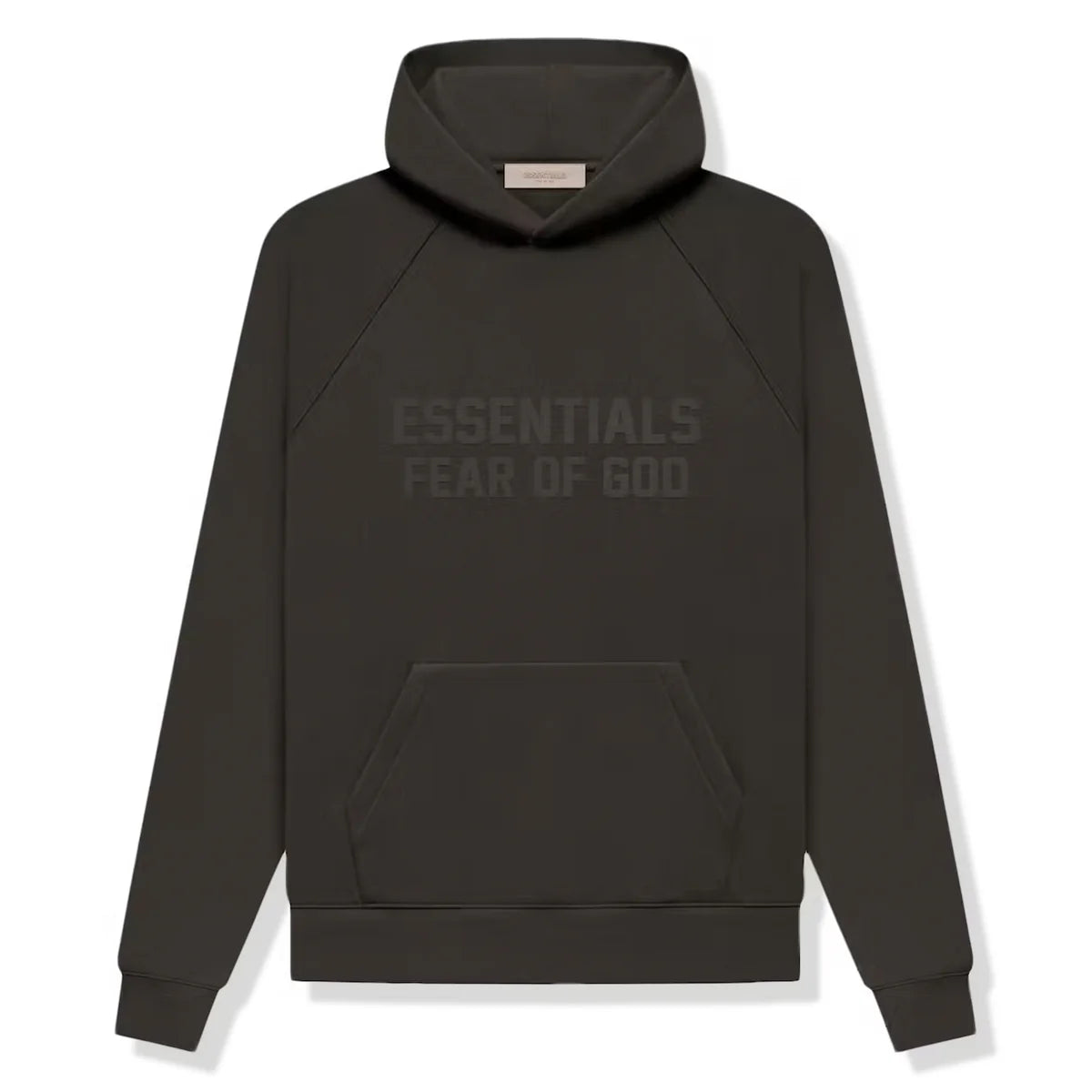 Fear Of God Essentials Logo Flocked Off Black Hoodie