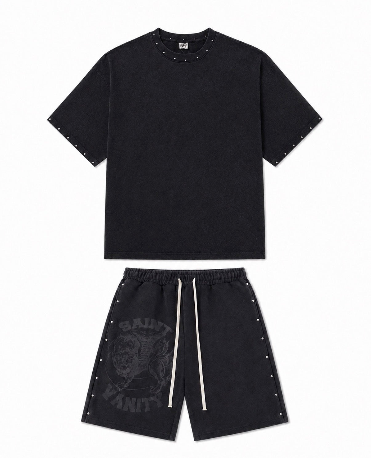 Saint Valley TERRY Short Set "FADED Black”