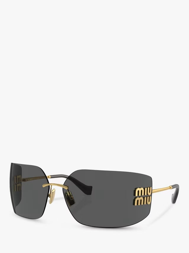 Miu Miu MU 54YS Women's Rectangular Sunglasses, Gold - New/opened 🏴