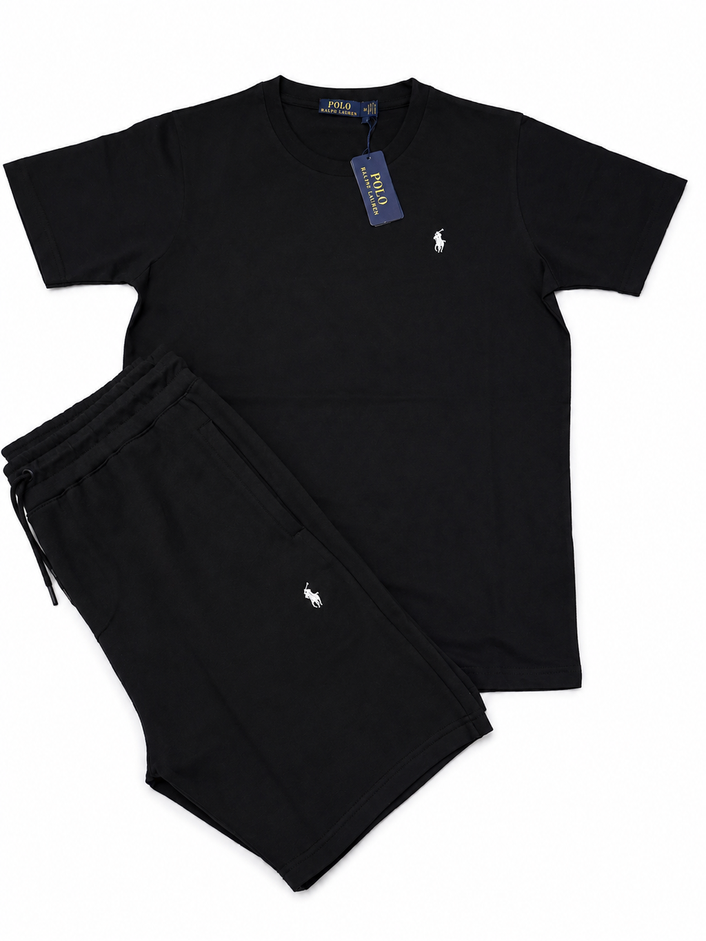 Ralph Lauren Double Knit Full Short Set White & Black - New 🏴