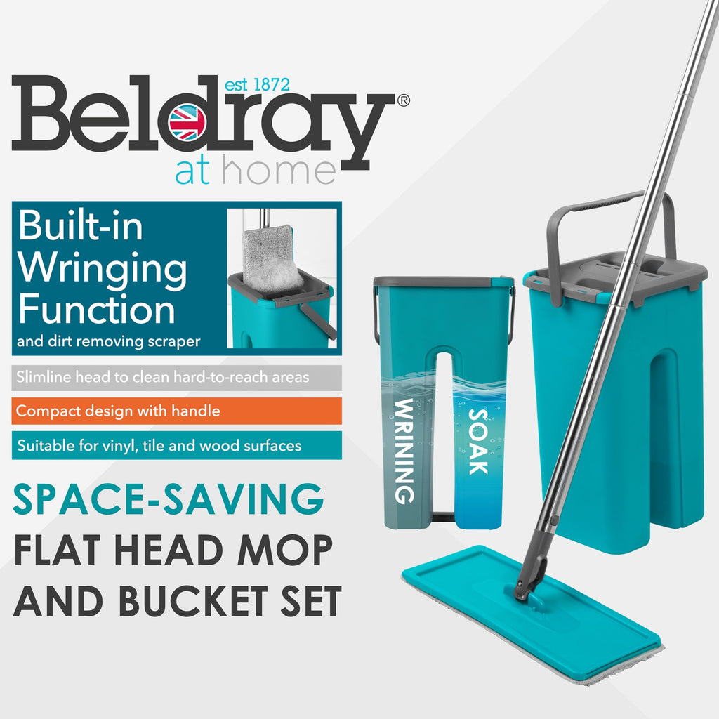Beldray Duplex Flat Head Mop & Bucket Set has Wringer/Scraper(Like New/Damaged Packaging)🏴