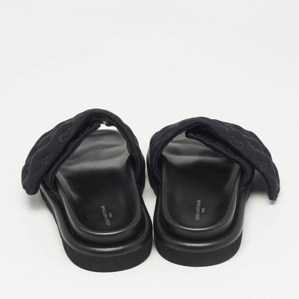 Louis Vuitton Black Monogram Nylon Velcro Flats Slides Like new ⚫️☑️