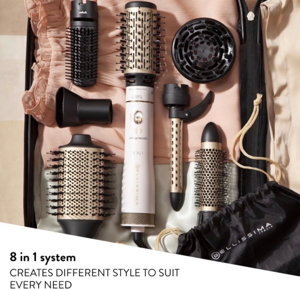 Bellissima 11863 Hot Air Styler 8 In 1 Hot Air Brush Dryer Air Wonder White&Gold🏴
