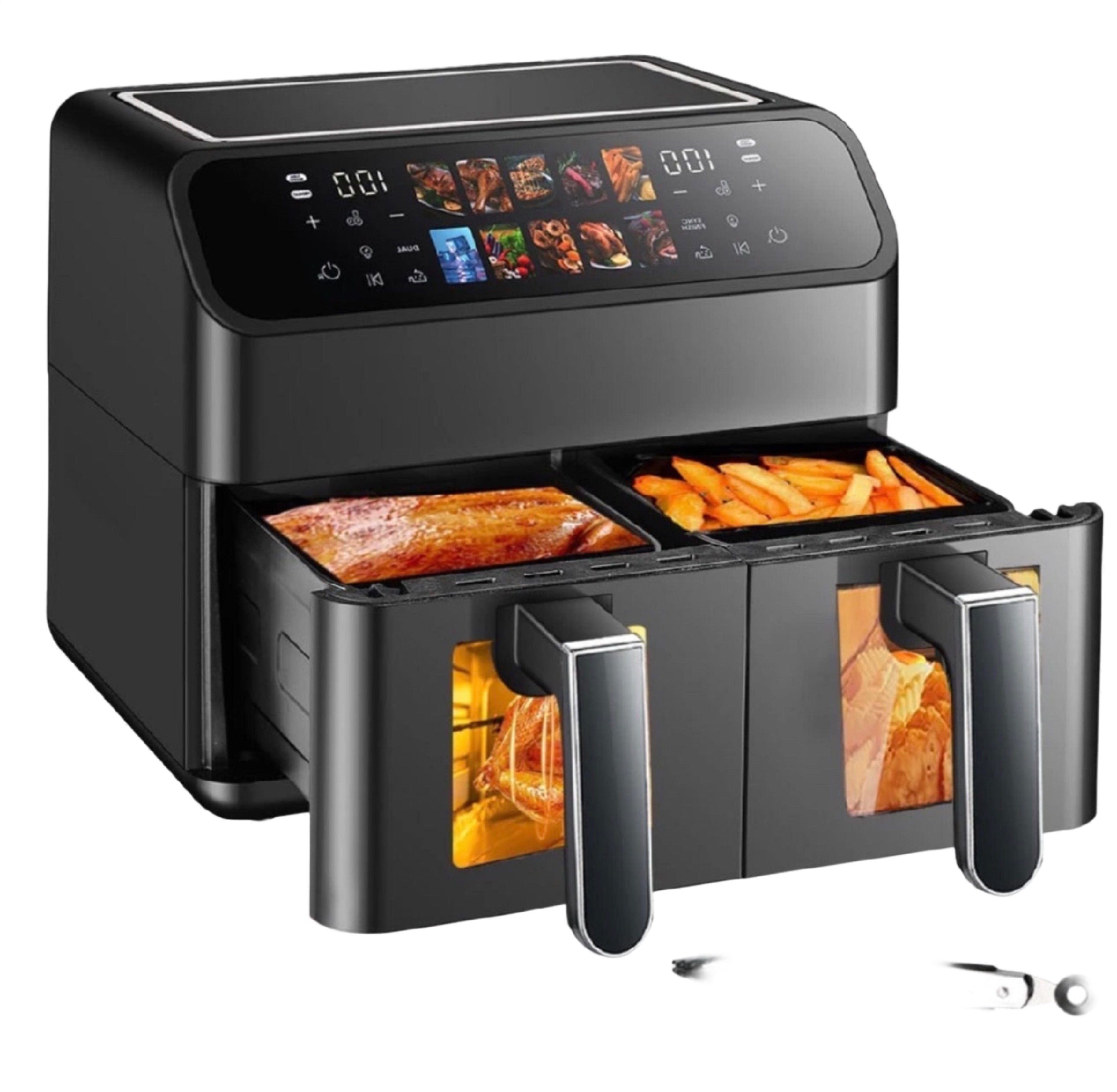 12L Dual Zone Digital Air Fryer Oven Cooker Oil Free Low Fat with 100 Tray Large