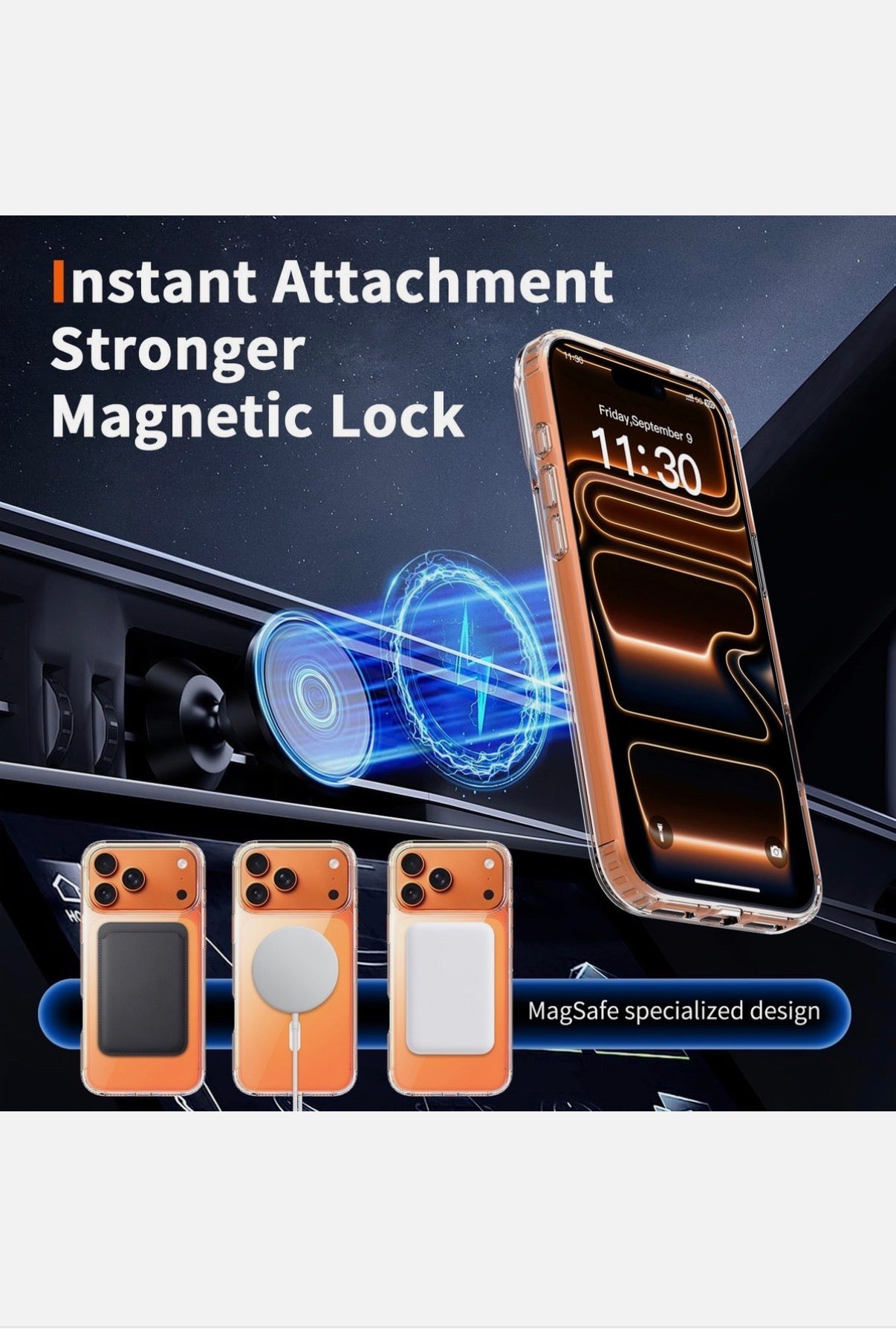 MagSafe Compatible Crystal Clear TPU + PC Shockproof Case For iPhone 17 16 15 14🏴