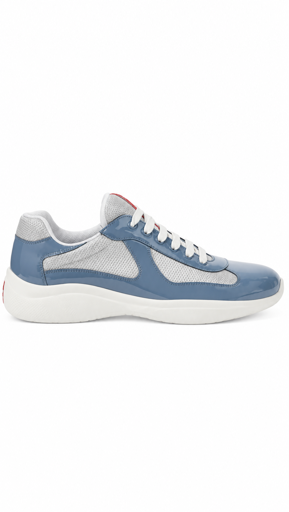 Patent leather and technical fabric Prada America's Cup sneakers blue