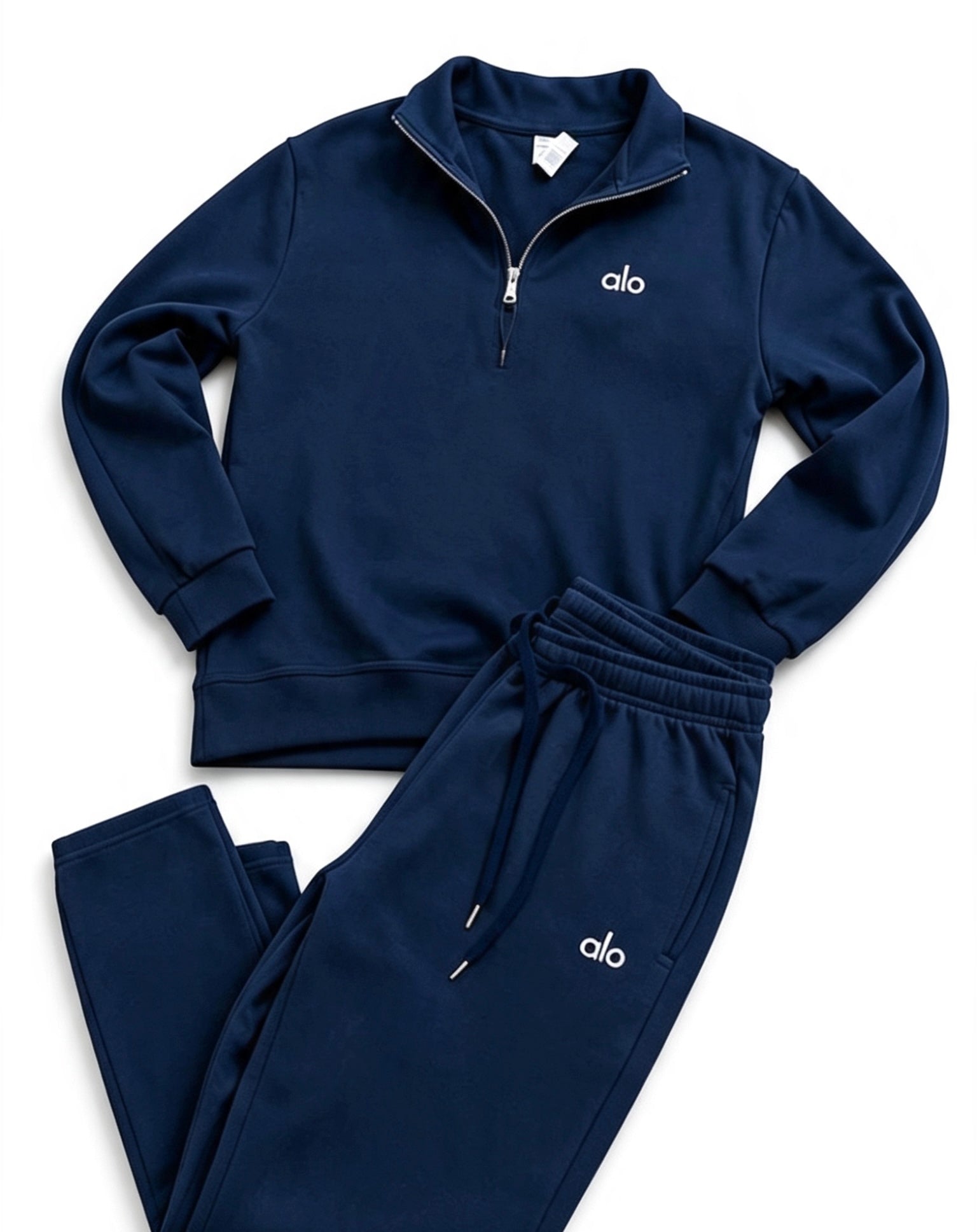 Alo Yoga Accolade 1/4 Zip + Jogger Co-ord Set -Navy Blue Size M