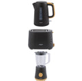 Progress Skara Toaster, Kettle & Blender Set: 6 Levels, Rapid Boil, Black & Wood