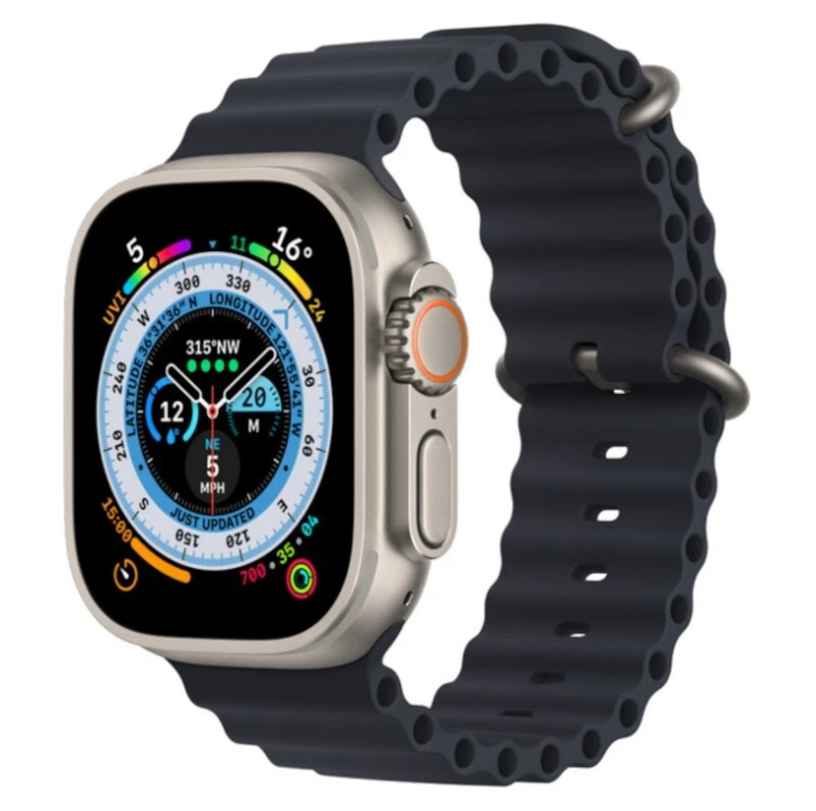 Apple Watch Ultra 49mm Titanium Case, Midnight Ocean Band, GPS + LTE