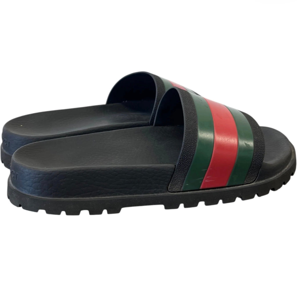 Gucci Men's Web Slides Black Like new 🏴☑️