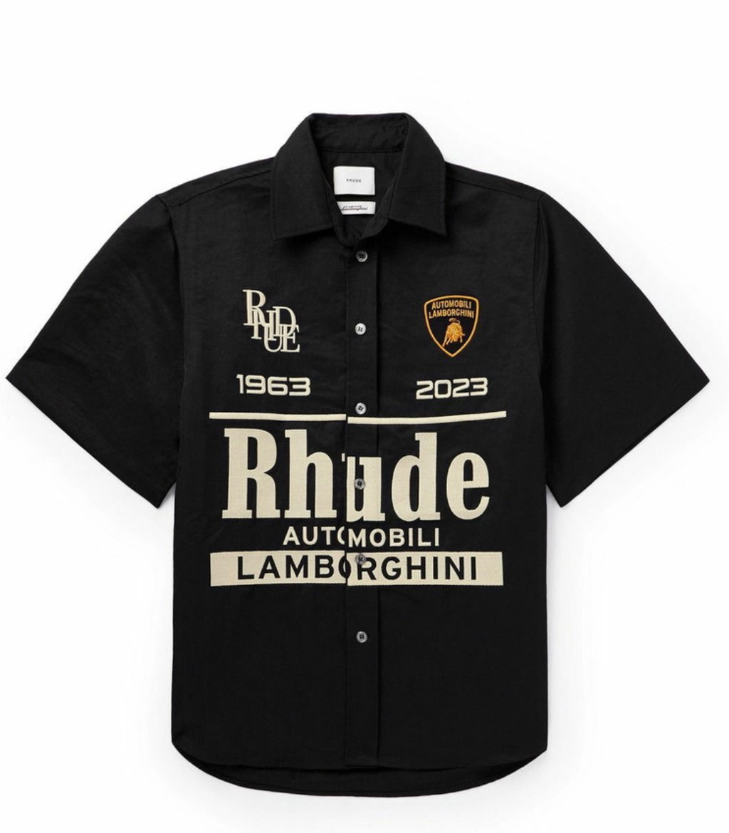 Rhude Black Lamborghini Logo-Embroidered Shirt - L