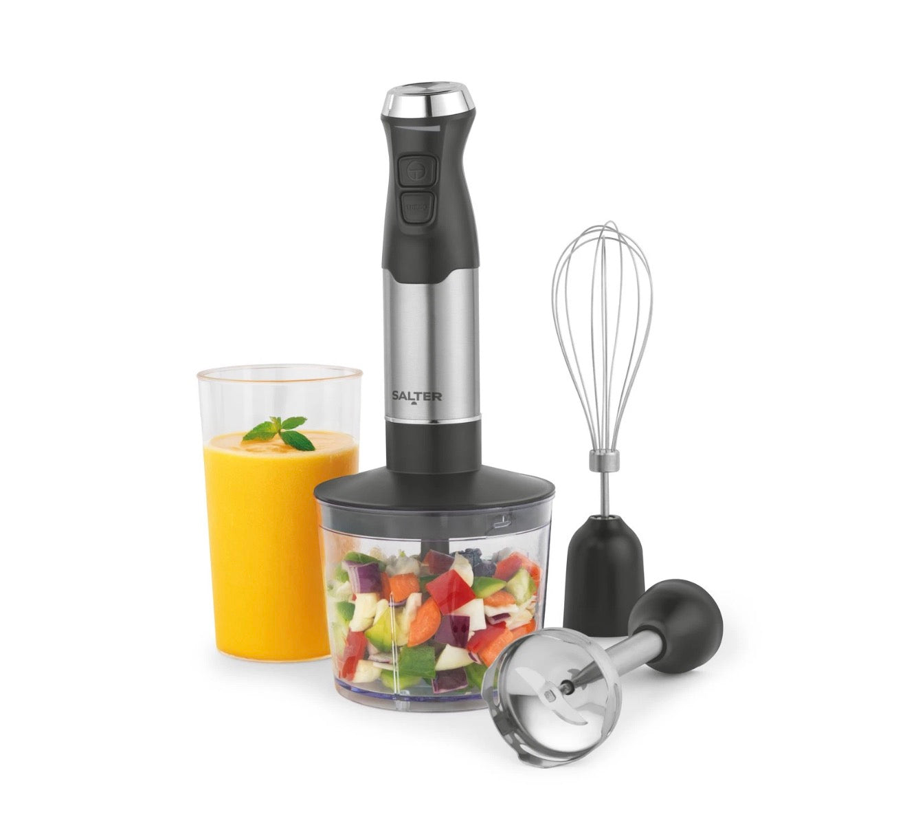 Salter 3-in-1 Blender Whisk Blend Chop & Store Attachments, Beaker & Bowl Black