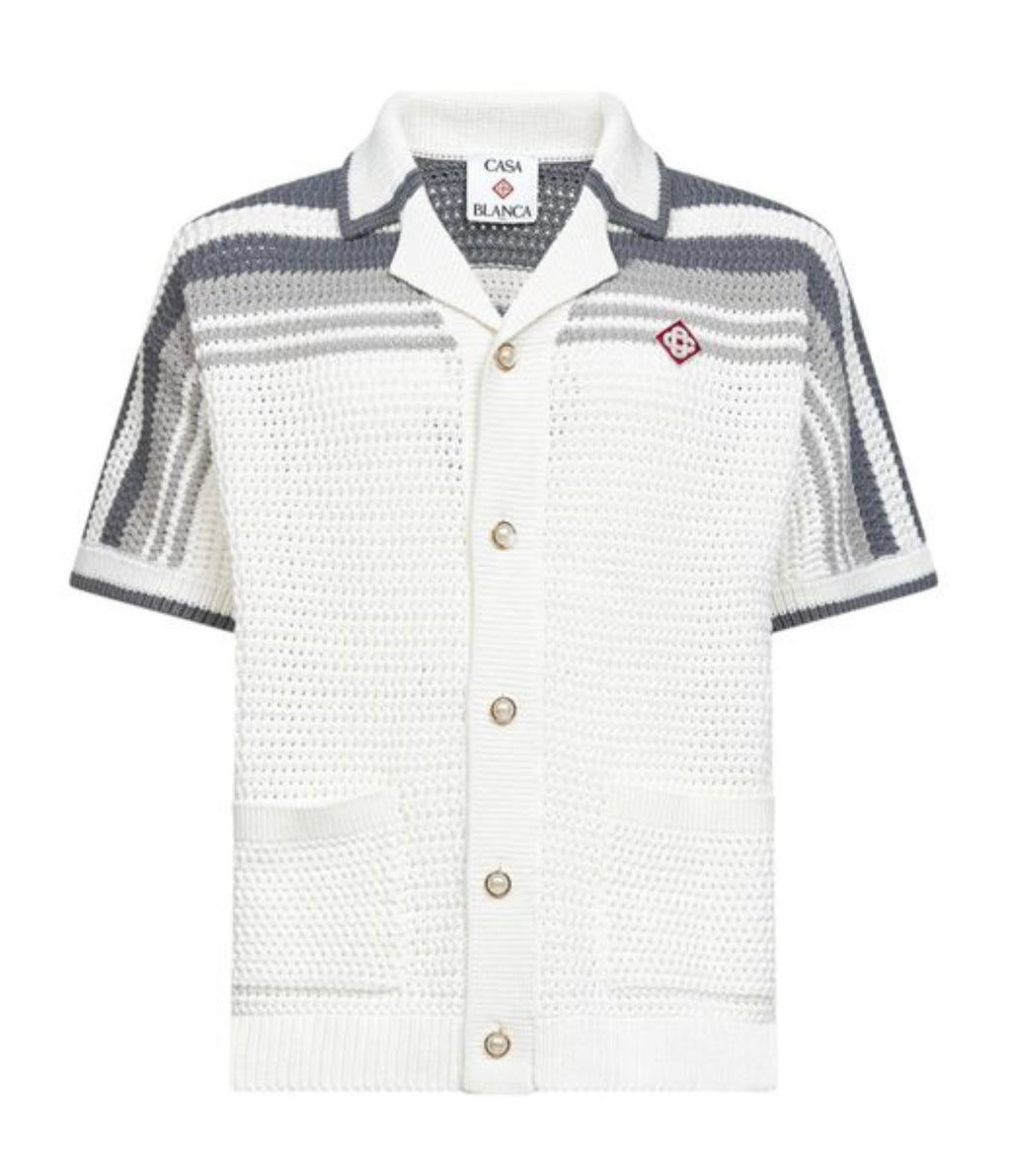 Casablanca Mens White Crochet Tennis Shirt and Shorts - Size UK S