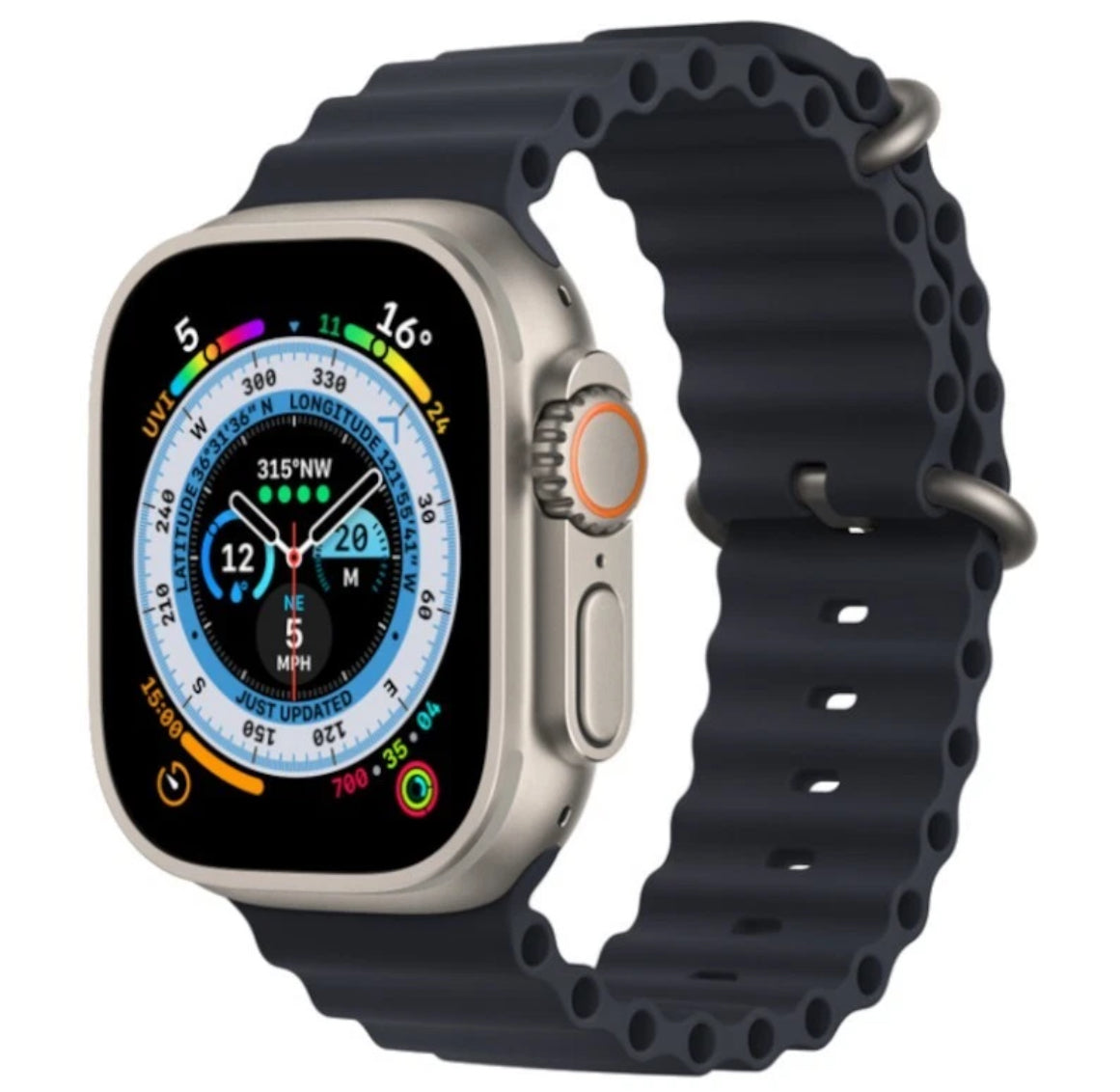 Apple Watch Ultra 49mm Titanium Case, GPS + LTE, Midnight Ocean Band