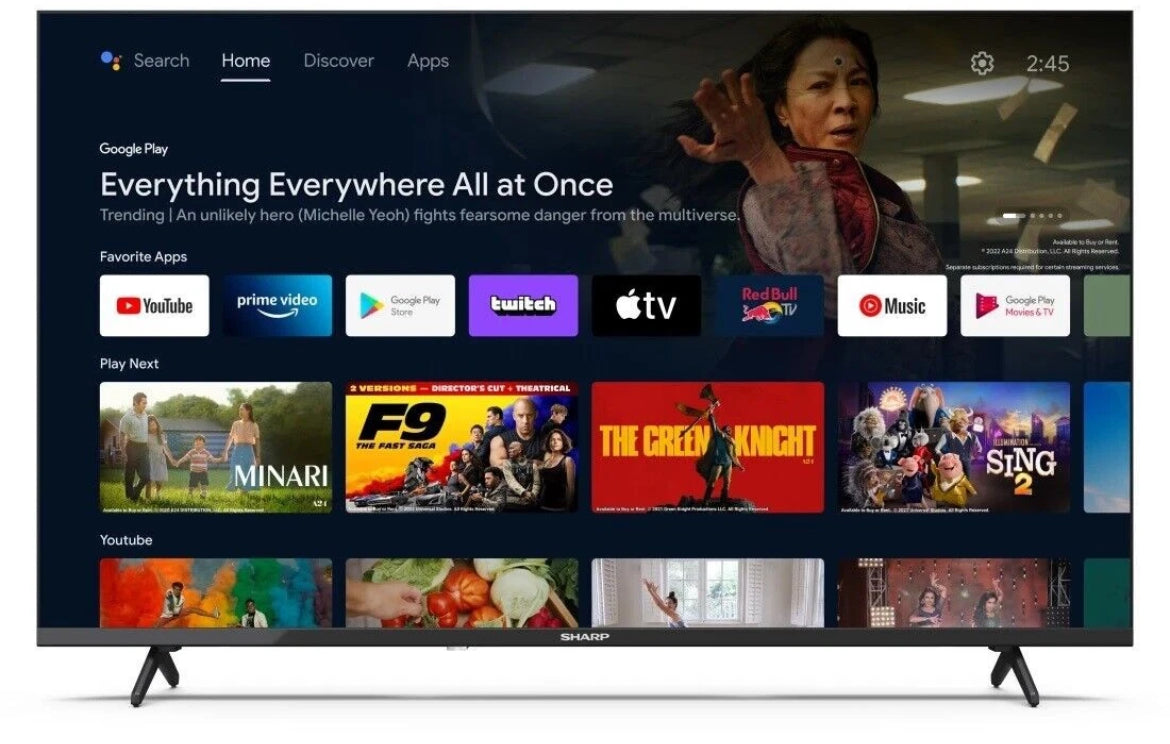 Sharp 2T-C40FH2KL2AB 40" Frameless Smart LED Android TV Android Full HD TV Black🏴
