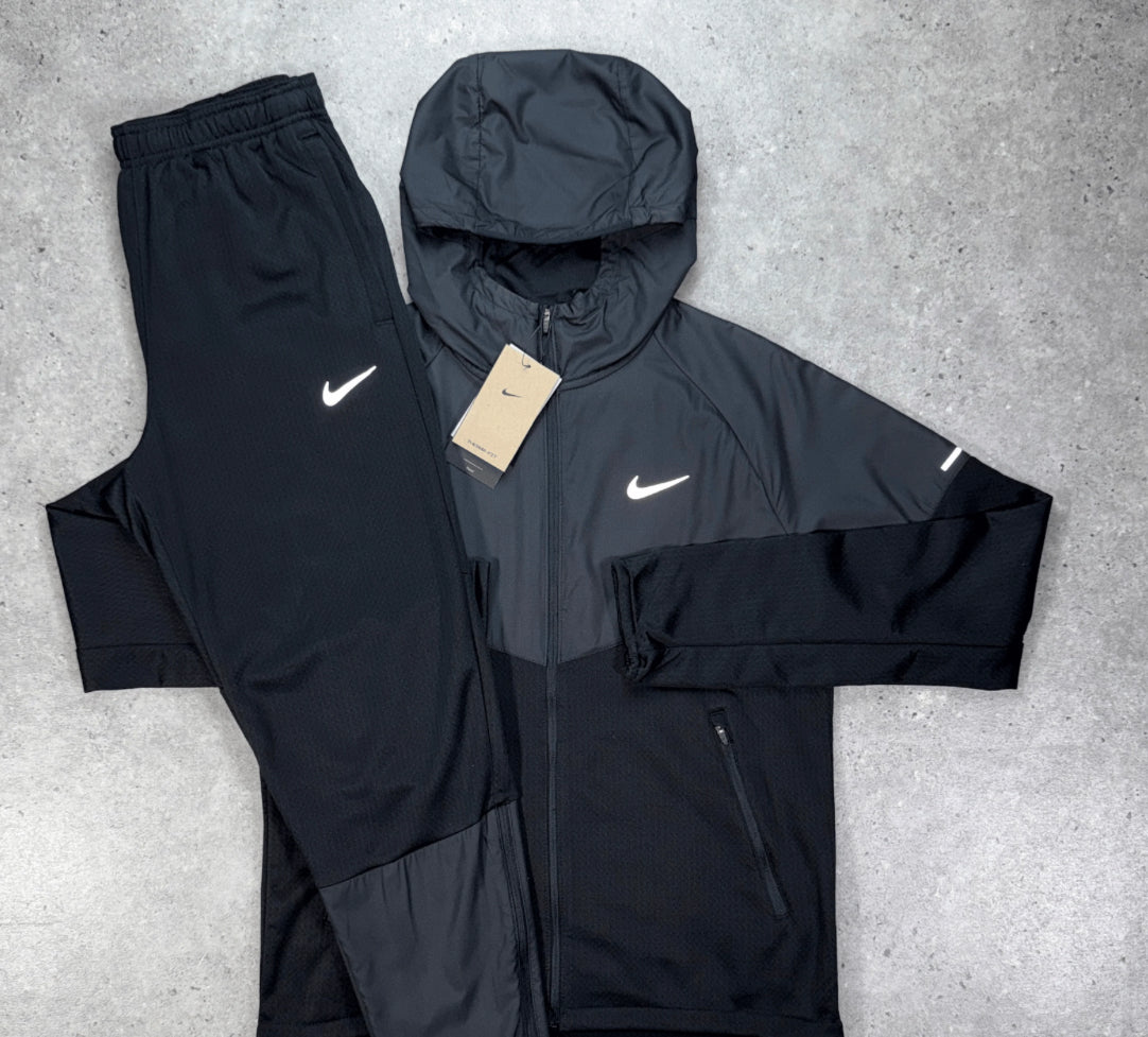 Nike Sphere Miler Therma Fit Tracksuit Zip Hoodie Joggers Pants Set - Black [S]