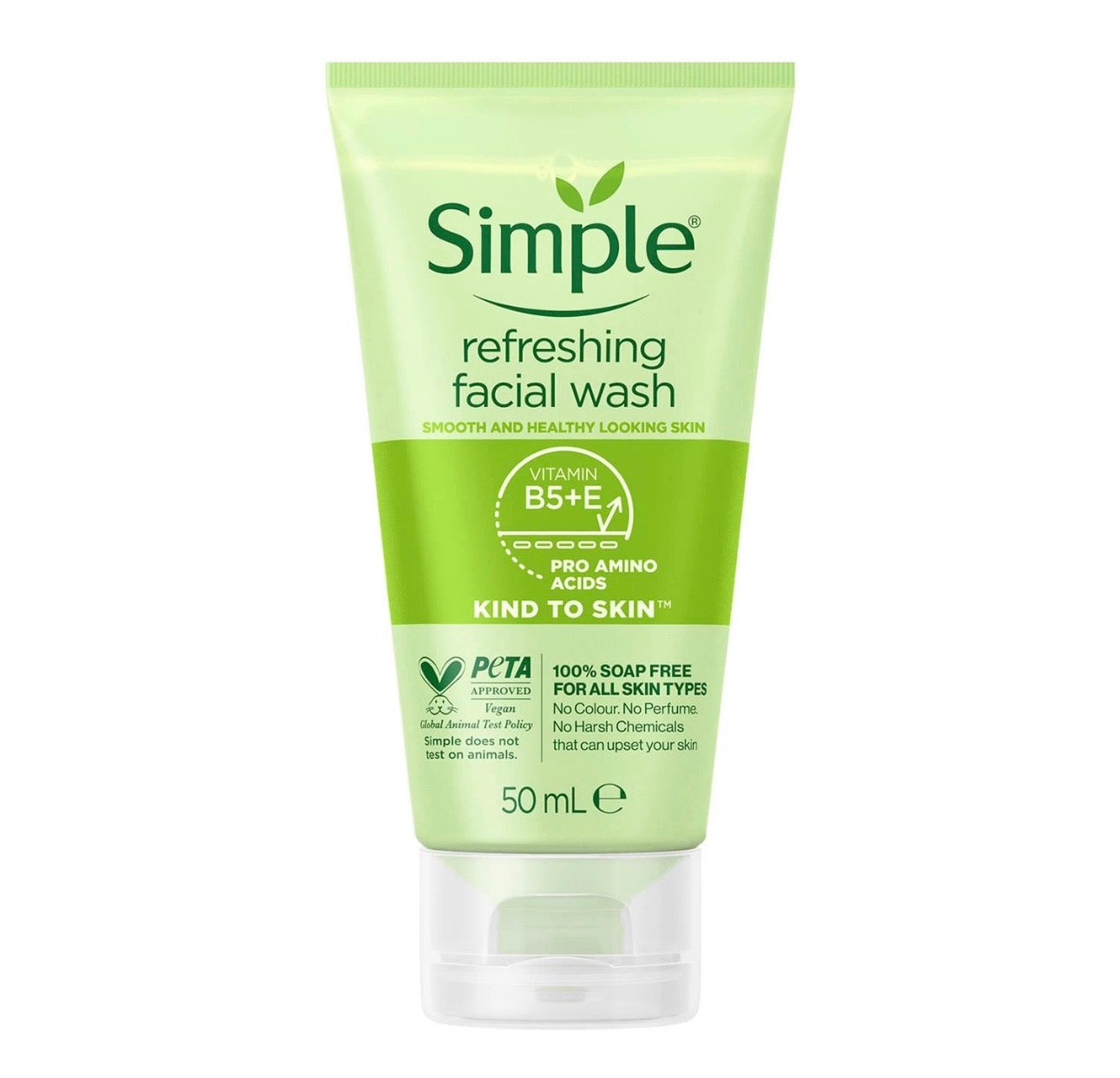 Simple Kind to Skin Soap Free Refreshing Facial Gel Wash 50ml, 3 Pack